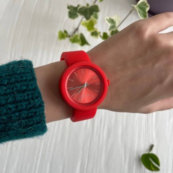 Женские силиконовые часы-конструктор actimer, красный ремешок, циферблат Metallic red