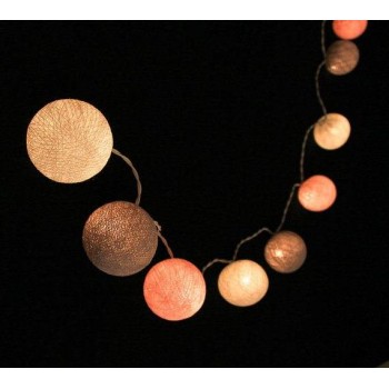 Гирлянда из ниточных шариков CBL Pink-Grey 20 шт от батареек, 2.5 м