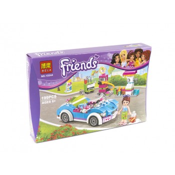 Конструктор для девочки Bela Friends 10544  заправка и машина, 199 деталей
