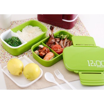 Ланч-бокс 12:00, зелений 1400 мл, 2 яруси