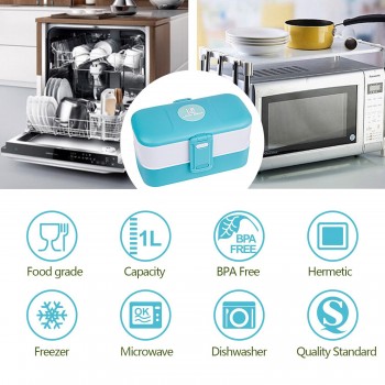  Ланч-бокс Look Back Classic Голубой, 1200 мл