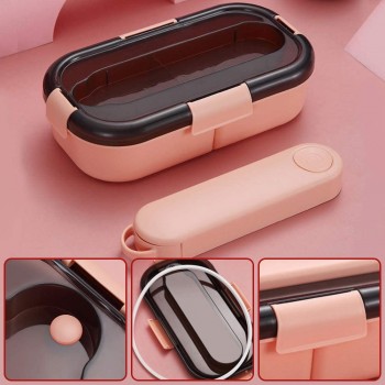 Ланч бокс зі знімним контейнером для приладів Japanese 1.2л - рожевий