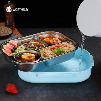 Великий термо ланч бокс на 5 відділень Ration, 2л - блакитний