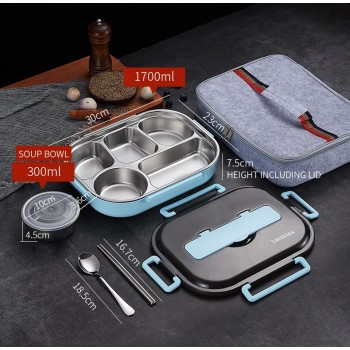 Великий термо ланч бокс на 5 відділень Ration, 2л - блакитний