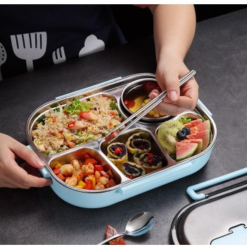 Великий термо ланч бокс на 5 відділень Ration, 2л - блакитний