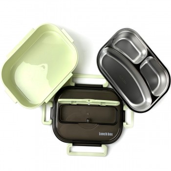 Ланч бокс із металевою основою, герметичний, термо Ration, 1л - салатовий
