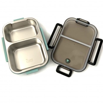  Термо ланч бокс с двумя герметичными отделениями Clear, 1000 мл, голубой