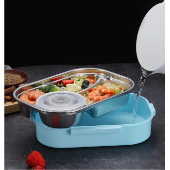 Ланч бокс с металлической основой на 4 отделения Ration, 1.5л - черный