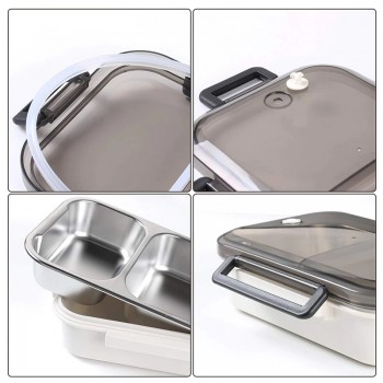 Термо ланч бокс з двома герметичними відділеннями Clear, 1000 мл, білий