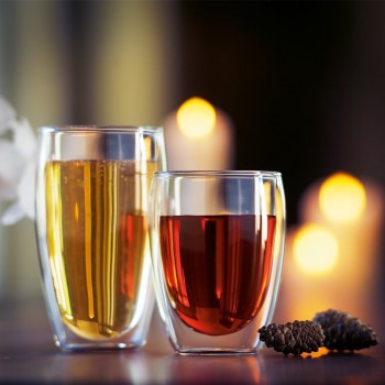 Скляний термостакан, подвійні стінки з кришкою, 350 мл