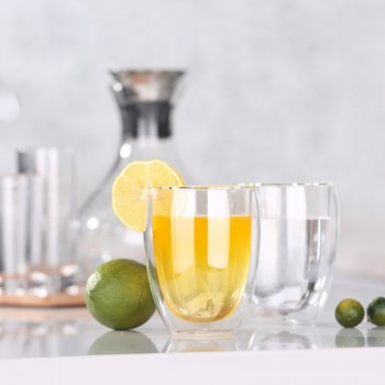 Скляний термостакан, подвійні стінки з кришкою, 350 мл