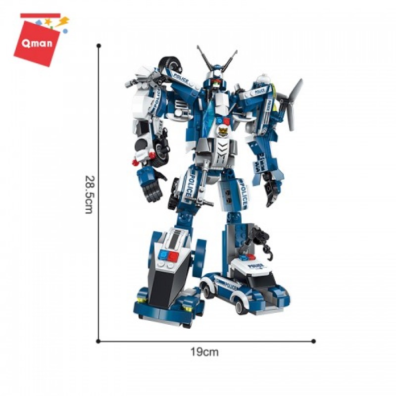 Конструктор Qman 1407 6в1 транспорт полиции - робот
