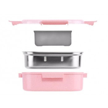  Комплект термо ланч бокс Eco-Metal и бутылка для воды Nice с чехлом, бежевый