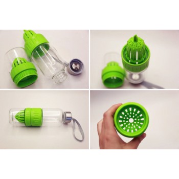 Скляна пляшка для води із соковижималкою Lime cup