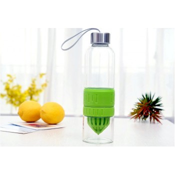 Скляна пляшка для води із соковижималкою Lime cup