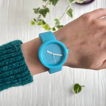 Жіночий силіконовий годинник-конструктор actimer, блакитний ремінець, циферблат Mate blue