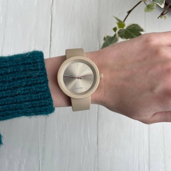 Женские силиконовые часы-конструктор actimer, капучино ремешок, циферблат Metallic beige 