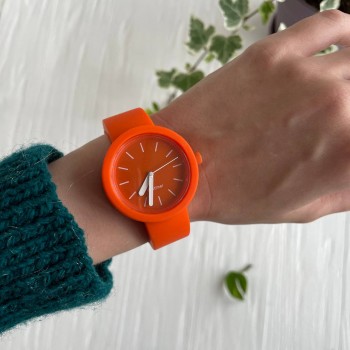 Жіночий силіконовий годинник-конструктор actimer, жовтогарячий ремінець, циферблат Mate orange