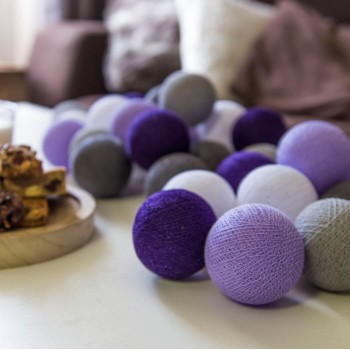 Гирлянда-ночник хлопковые фонарики  CBL Dark Iris 20 шт от батареек, 2.5 м