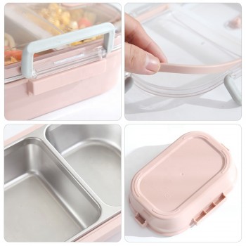  Термо ланч бокс Crystal розовый, металлическая основа, 650 мл