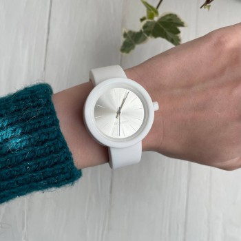 Жіночий силіконовий годинник-конструктор actimer, білий ремінець, циферблат Metallic white