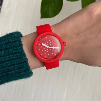 Жіночий силіконовий годинник-конструктор actimer, червоний ремінець, циферблат red stone