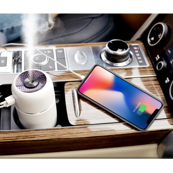 Мини USB увлажнитель воздуха для машины 200мл, белый