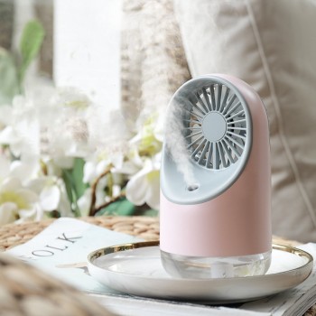 Аккумуляторный увлажнитель воздуха - вентилятор Fan 3в1, розовый