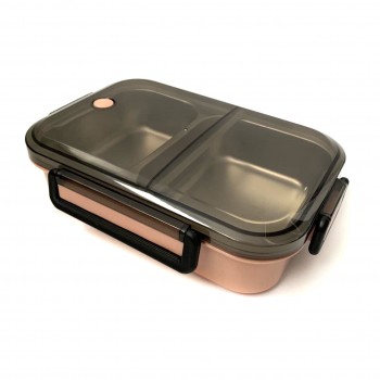  Термо ланч бокс с двумя герметичными отделениями Clear, 1000 мл, розовый