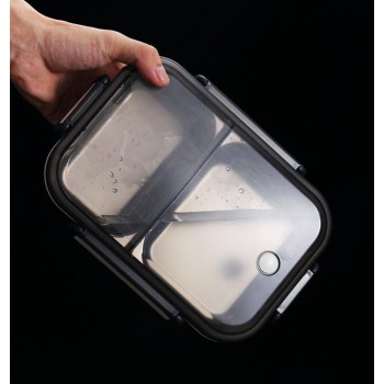  Термо ланч бокс с двумя герметичными отделениями Clear, 1000 мл, розовый