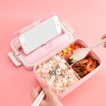 Еко ланч-бокс із пшеничної соломи Natural 1000мл, рожевий