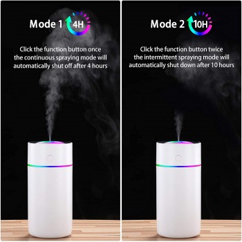 Міні USB зволожувач повітря для машини car RGB 320мл, білий