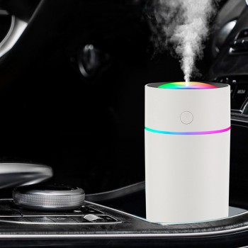 Міні USB зволожувач повітря для машини car RGB 320мл, білий