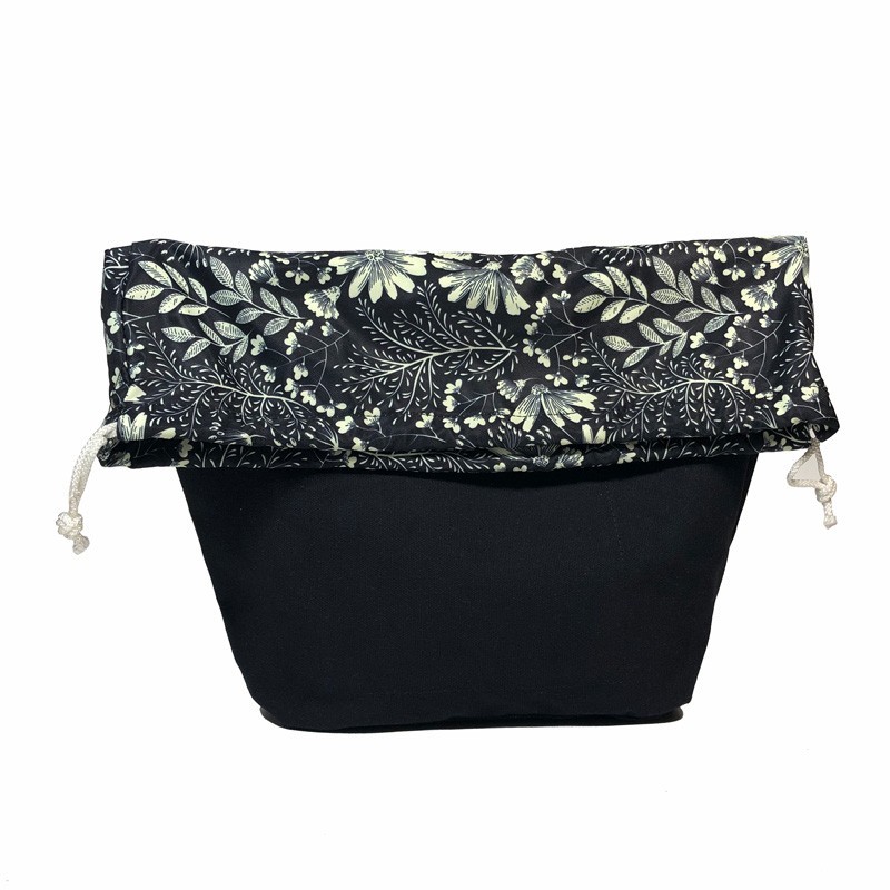 Джинсовая подкладка на завязках для сумки mini, Цветочный луг черная
