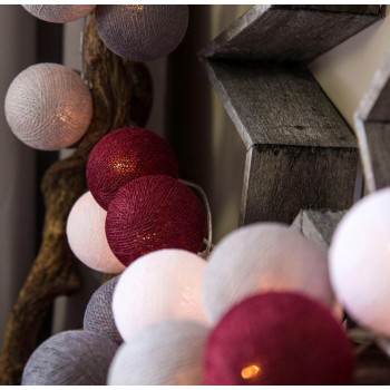 Гирлянда-ночник хлопковые фонарики CBL Dark Red 35 шт от USB, 4 м