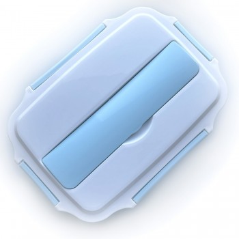 Термо ланч бокс із металевою основою, на 4 відділення - блакитний