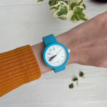 Жіночий силіконовий годинник-конструктор actimer, блакитний ремінець, циферблат Black time