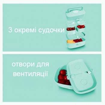 Детский ланч-бокс Look Back из пшеничного волокна Eco 860 мл, голубой