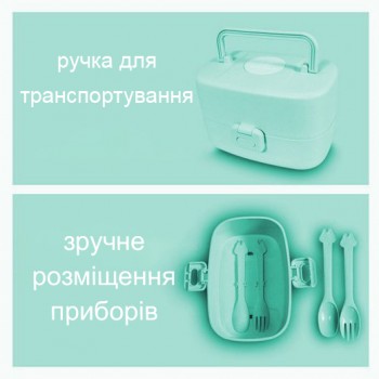 Детский ланч-бокс Look Back из пшеничного волокна Eco 860 мл, голубой