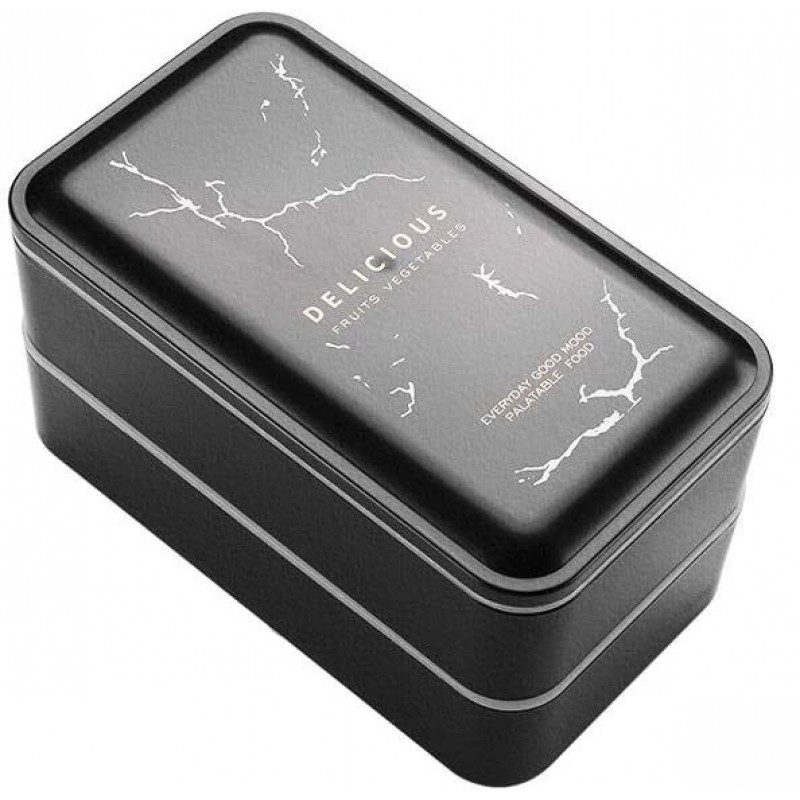 Ланч бокс bento Black Marble, 1200 мл - черный