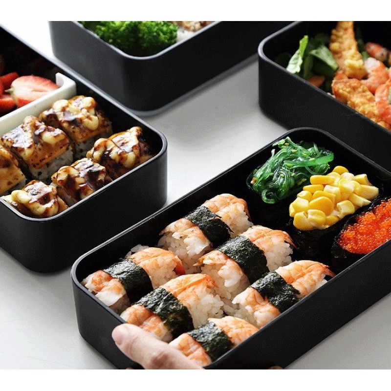 Ланч бокс bento Black Marble, 1200 мл - черный