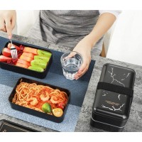 Ланч бокс bento Black Marble, 1200 мл - черный