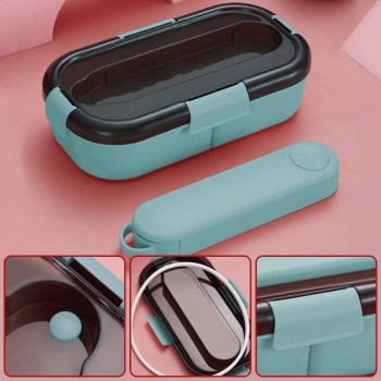 Комплект ланч-бокс 1,2 л і пляшечка 350 мл Japanese - блакитний