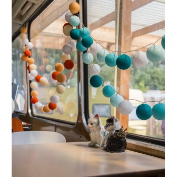 Гирлянда-ночник хлопковые фонарики  CBL Аква 35 шариков от USB, 4м