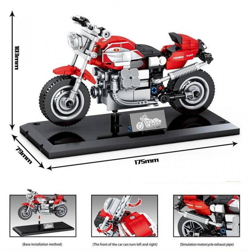 Конструктор 701135 Sembo Block Мотоцикл красный, 238 деталь