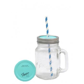 Кришка 2 в 1 Bonjour Blue для Mason Jar