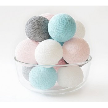 Гірлянда з ниткових кульок CBL Grey Pastel 20 шт. від батарейок, 2.5 м