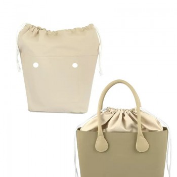 Качественная джинсовая подкладка для сумки mini на завязках, Бежевая