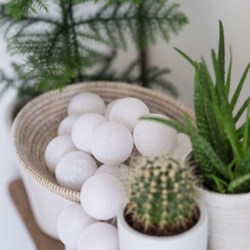 Гирлянда-ночник хлопковые фонарики  CBL Белая 20 шт от батареек, 2.5 м