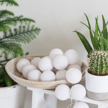 Гирлянда-ночник хлопковые фонарики  CBL Белая 20 шт от батареек, 2.5 м